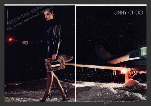 Jimmy Choo 2000s Print Advertisement (2 pages) 2007 Legs Snow Airplane Shoes Fetch the Paper!