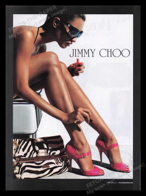 Jimmy Choo Shoes 2000s Print Advertisement Ad 2007 Gorgeous Long Tan Legs Fetch the Paper!