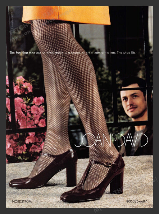 2003 Joan & David Shoes Fishnet Legs Peeping Tom Print Advertisement Ad
