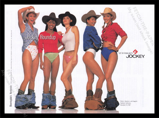 Jockey 1990s Print Advertisement Ad 1998 Cowgirls Panties Underwear Fetch the Paper!