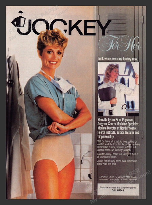 Jockey for Her Dr. Lynne Pirie Physician 1980s Print Advertisement Ad 1985 Fetch the Paper!