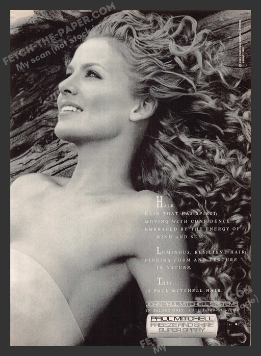 1995 Print Advertisement John Paul Mitchell Hair Spray Beauty Products Ad.