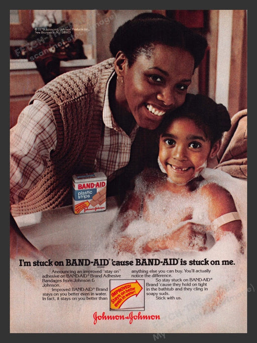 1979 Johnson & Johnson Band-Aid Mom & Girl Bath Print Advertisement Ad