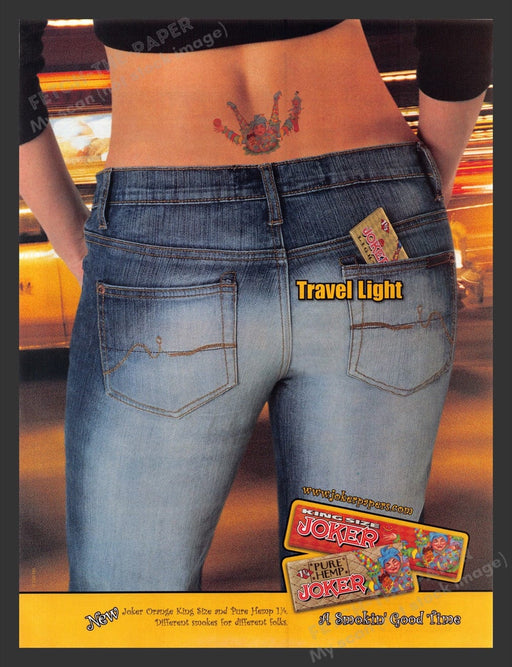 2004 Joker Papers Tramp Stamp Tattoo Butt Jeans Print Advertisement Ad