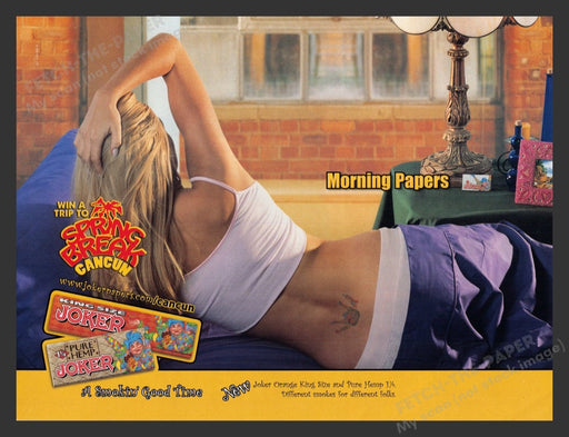 2004 Joker Papers Tramp Stamp Tattoo In Bed Print Advertisement Ad