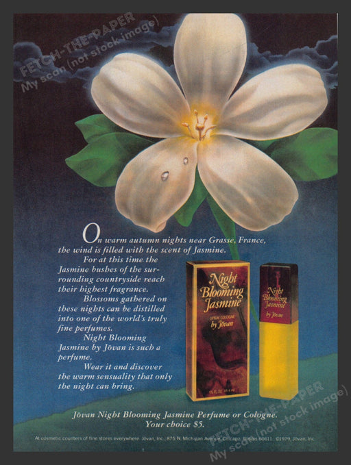 Jovan Night Blooming Jasmine Fragrance Promo 1980s Print Advertisement 1980 Fetch the Paper!