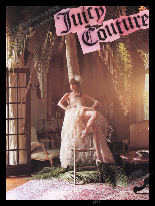 Juicy Couture Clothing 2000s Print Advertisement Ad 2007 Legs Ladder Palm Tree Fetch the Paper!