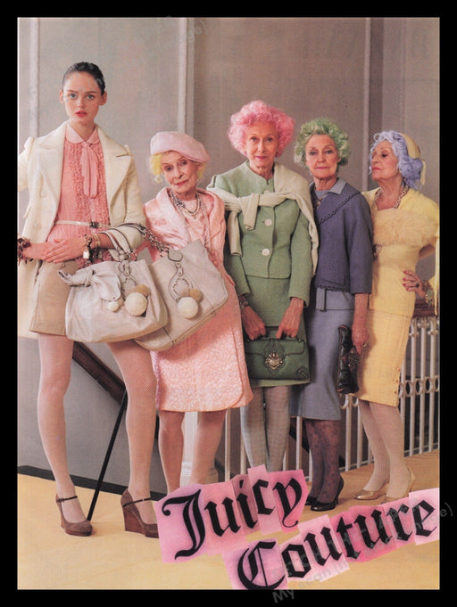 Juicy Couture Clothing 2000s Print Advertisement Ad 2007 Legs Old Ladies Fetch the Paper!