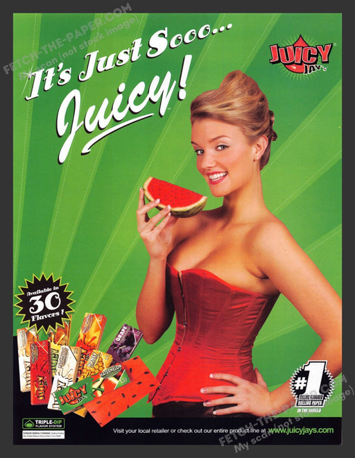 2006 Juicy Jay's Girl Eating a Watermelon Print Advertisement Ad.