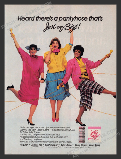 1985 Print Advertisement Just My Size L'eggs Pantyhose Full Figure 1980s Ad.