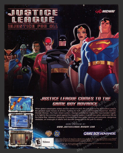 2002 Justice League : Injustice for All Video Game Print Advertisement