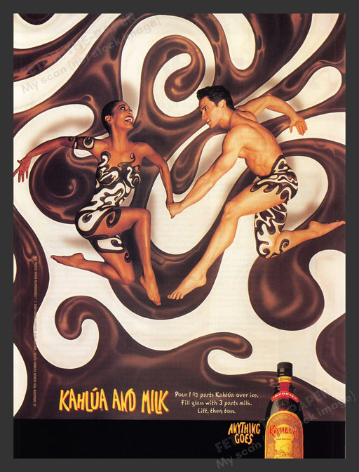 2002 Kahlua Alcohol Milk Recipe Swirled Couple Print Advertisement Ad.
