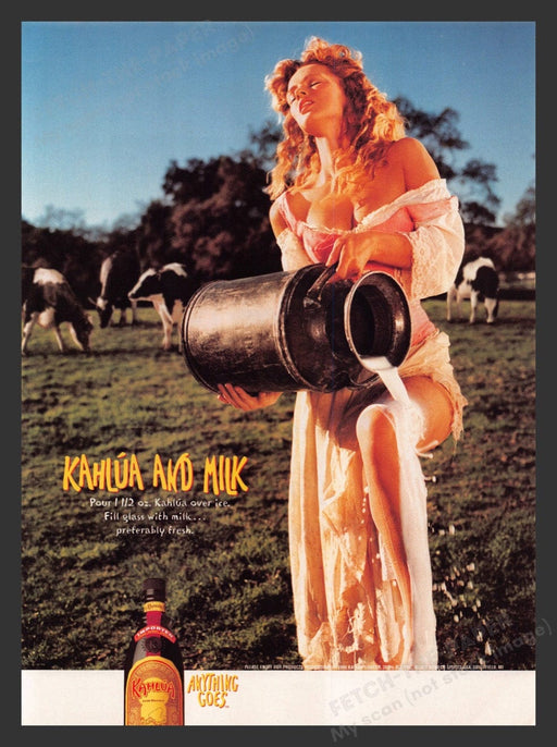 1999 Kahlua and Milk Recipe Milk Maid Dairy Cows Print Advertisement Ad