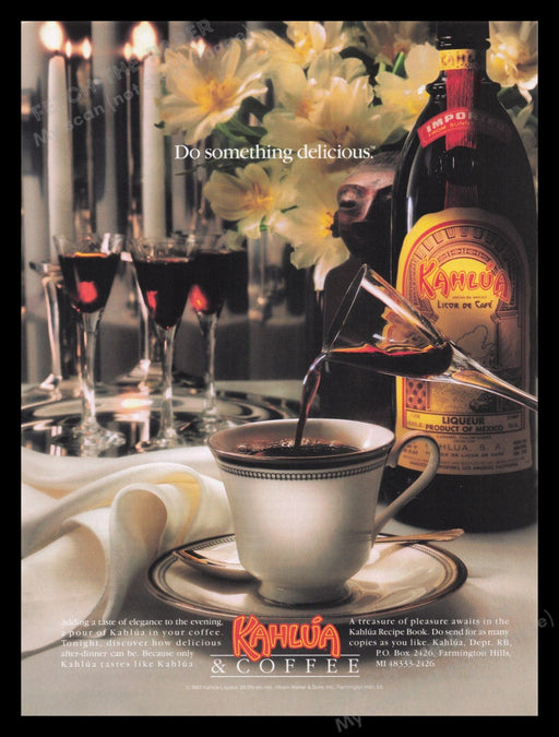 Kahlua & Coffee 1990s Print Advertisement Ad 1993 Alcohol Breakfast Table Fetch the Paper!