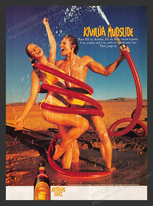 1999 Kahlua Mudslide Recipe Sexy Wet Couple Hose Print Advertisement Ad