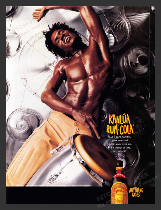 2000 Kahlua Rum-Cola Recipe Alcohol Drums Print Advertisement Ad.