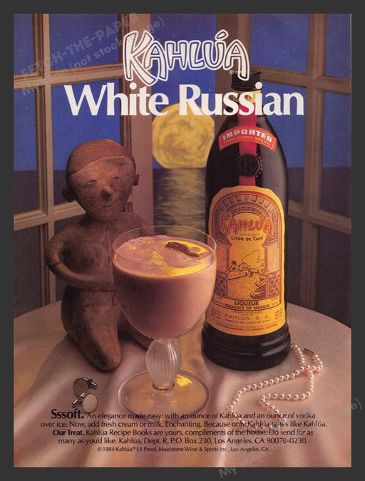 1988 Kahlua White Russian Recpie Print Advertisement Ad