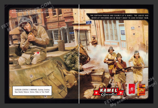 1999 Print Advertisement 2 pages Kamel Cigarettes WWII Women Ad.