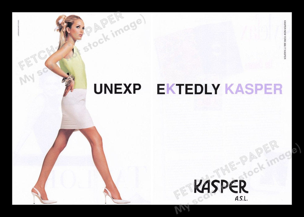 Kasper 1990s Print Advertisement Ad (2 pages) 1998 Clothing Legs Fetch the Paper!