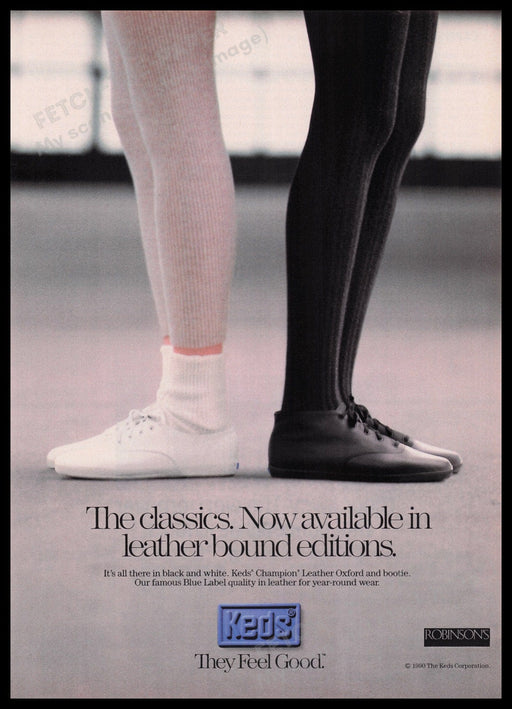 Keds Shoes 1990s Print Advertisement Ad 1990 Leather Bound Classics Fetch the Paper!