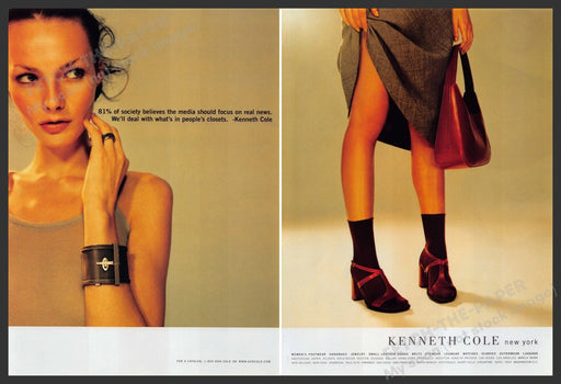 Kenneth Cole Shoes 1990s Print Advertisement (2 pages) 1999 Socks Legs Model Fetch the Paper!