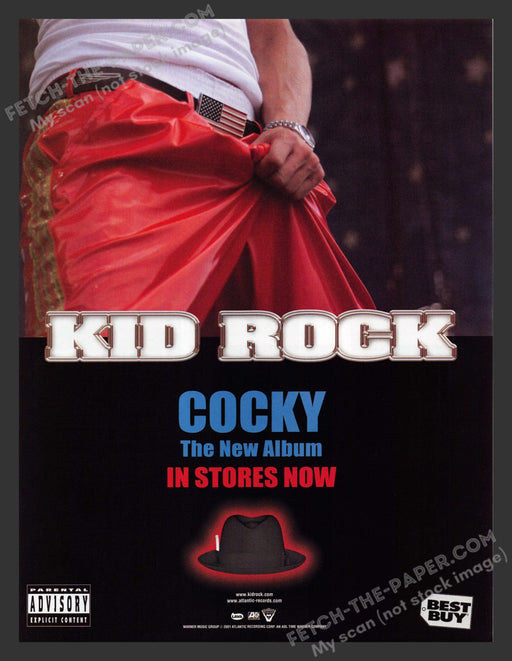 2001 Print Advertisement Kid Rock "Cocky" Album Musician Ad.