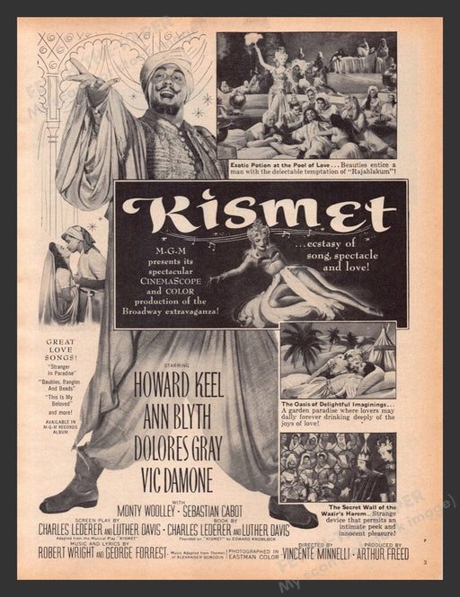 1956 Kismet Movie Release Print Advertisement Ad