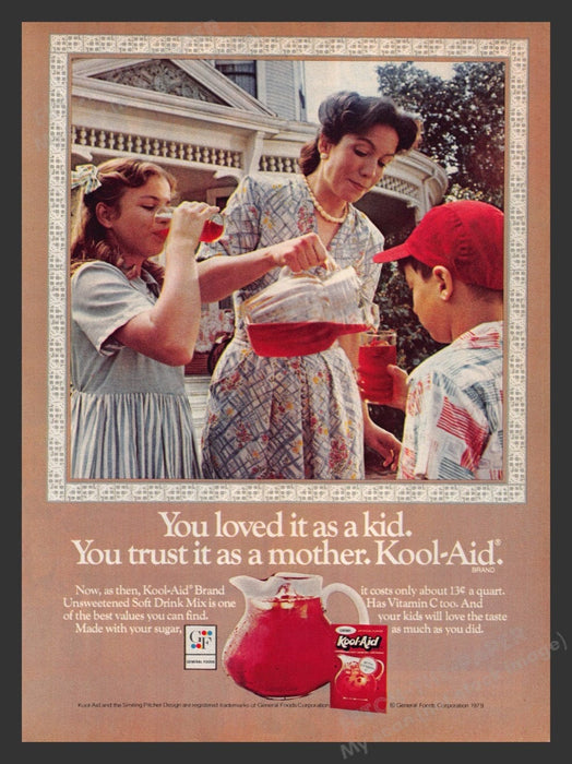 1979 Kool-Aid Mom with two kids Print Advertisement Ad