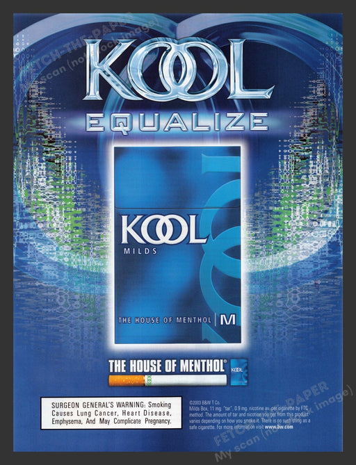 2003 Kool Cigarettes Equalize Milds Menthol Print Advertisement Ad
