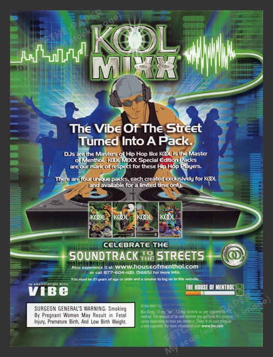 2004 Kool Cigarettes MIXX Special Edition Packs Print Advertisement Ad