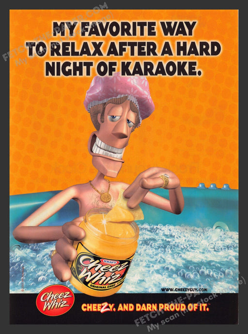 2001 Print Advertisement Kraft Cheez Whiz Dip Food Karaoke Ad.