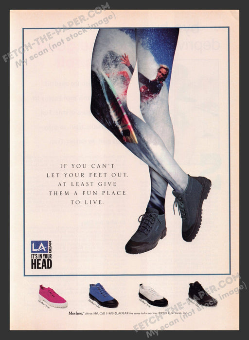 1995 Print Advertisement L.A. Gear Shoes Meshoe Legs Ad.