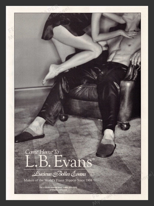 2000 L.B. Evans Slippers Sexy Couple Legs Print Advertisement Ad