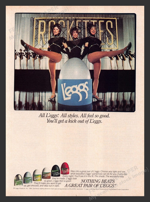 1984 L'eggs Rockettes Pantyhose Hosiery Legs Print Advertisement Ad