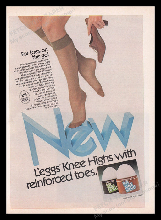L'eggs Hosiery 1970s Print Advertisement Ad 1977 Knee Highs Legs Fetch the Paper!
