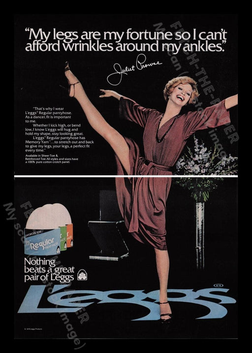 L'eggs Hosiery 1970s Print Advertisement Ad (2 pages) 1979 Juliet Prowse Fetch the Paper!