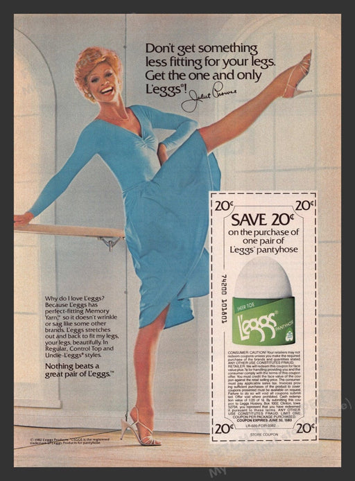 1982 L'eggs Pantyhose Juliet Prowse LEGS!! Print Advertisement Ad