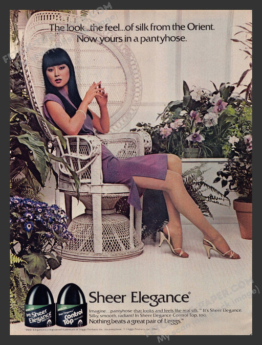 1983 Print Advertisement L'eggs Sheer Elegance Silk from the Orient Hosiery Ad.
