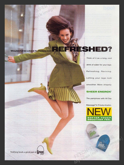L'eggs Sheer Energy Pantyhose Hosiery 1990s Print Advertisement Ad 1993 Fetch the Paper!