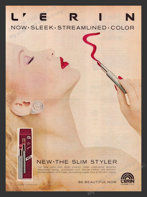 1980 L'erin Slim Styler Lipstick Cosmetics Print Advertisement Ad