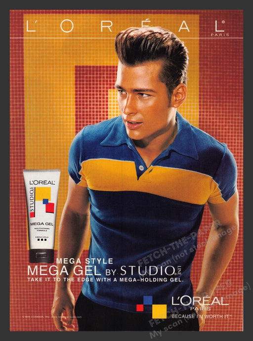 1999 L'Oreal Mega Style James Dean Looking Model Print Advertisement Ad