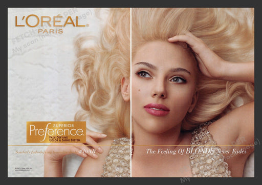 L'Oreal 2000s Print Advertisement (2 pages) 2007 Scarlett Johansson Sexy Actor Fetch the Paper!