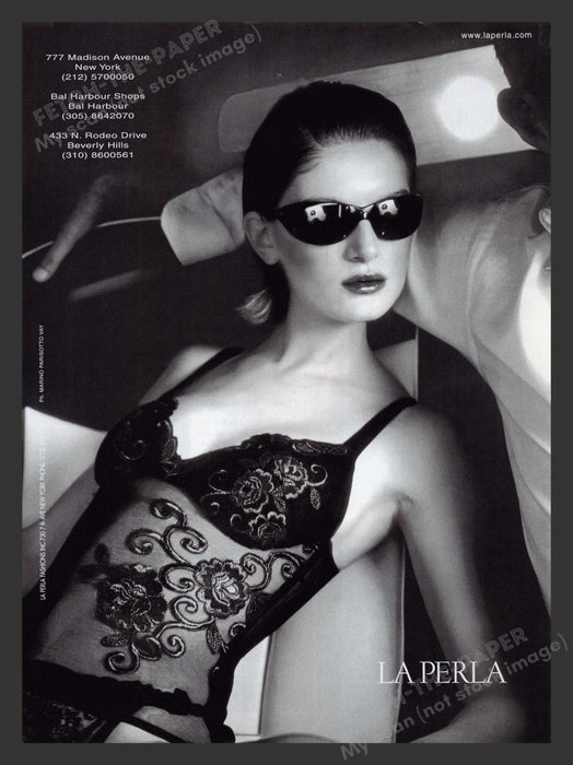 La Perla 1990s Print Advertisement 1999 Lingerie Teddy Lace Sexy Fetch the Paper!