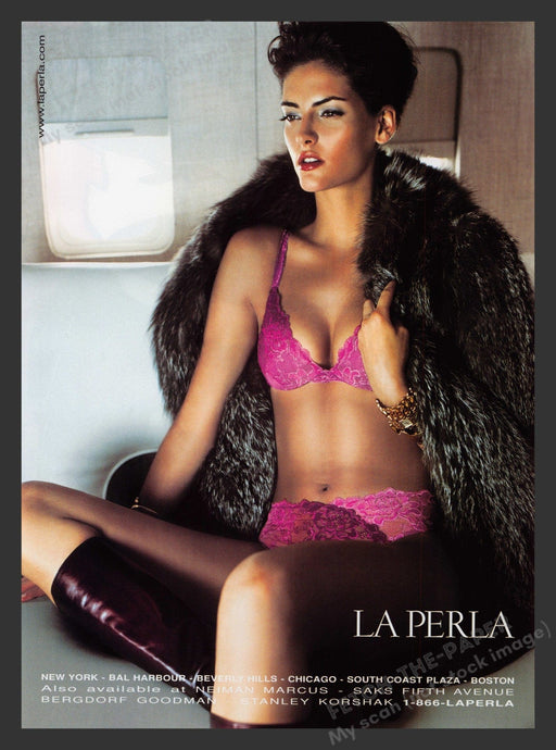 La Perla Lingerie Bra Panties Fur Airplane 2000s Print Advertisement 2001 Fetch the Paper!