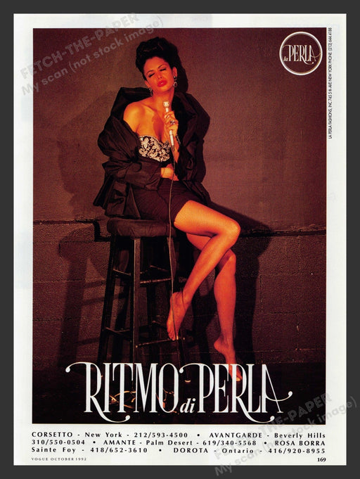 La Perla Lingerie Singer Sexy Legs 1990s Print Advertisement Ad 1992 Fetch the Paper!