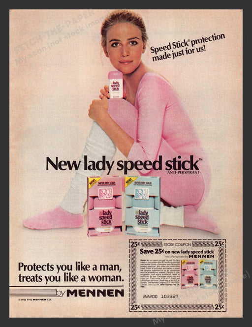 1984 Lady Speed Stick Anti-Perspirant Ballerina Print Advertisement
