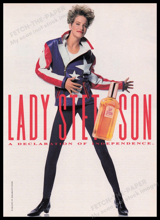 Lady Stetson Perfume 1990s Print Advertisement Ad 1991 Independence Fetch the Paper!