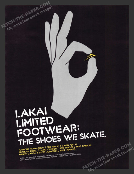 2003 Lakai Limited Footwear "The Shoes We Skate" Print Advertisement Ad.
