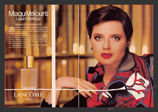 1984 Lancome Paris MaquiVelours Liquid Makeup Print Advertisement (2 Pages)