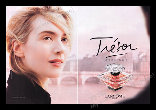 Lancome Tresor Fragrance 2000s Print Advertisement Ad (2 pgs) 2007 Kate Winslet Fetch the Paper!